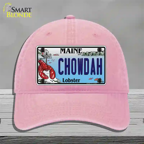 Chowdah Maine Lobster Novelty License Plate Hat Unconstructed Cotton / Pink