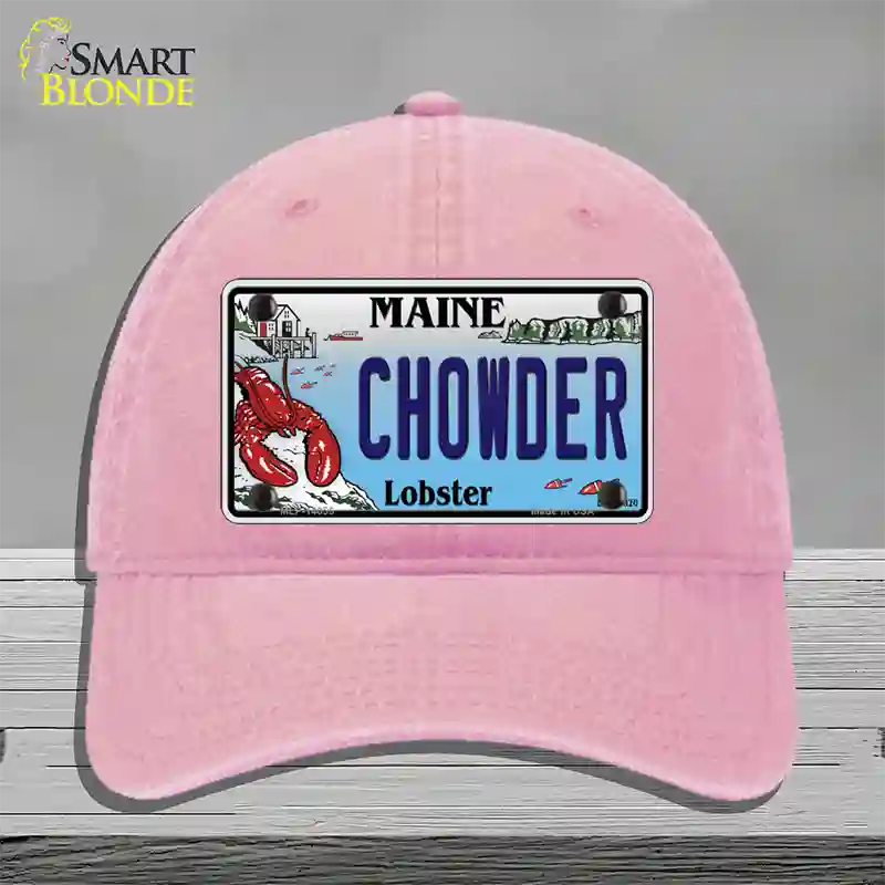 Chowder Maine Lobster Novelty License Plate Hat Unconstructed Cotton / Pink