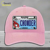 Chowder Maine Lobster Novelty License Plate Hat Unconstructed Cotton / Pink