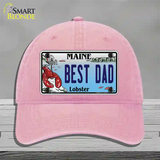 Best Dad Maine Lobster Novelty License Plate Hat Unconstructed Cotton / Pink