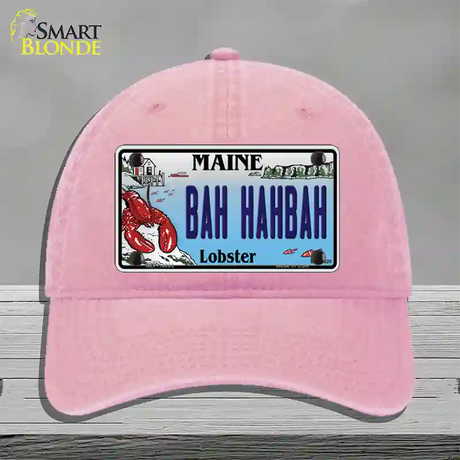 Bah Hahbah Maine Lobster Novelty License Plate Hat Unconstructed Cotton / Pink