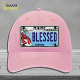 Blessed Maine Lobster Novelty License Plate Hat Unconstructed Cotton / Pink