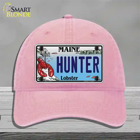 Hunter Maine Lobster Novelty License Plate Hat Unconstructed Cotton / Pink