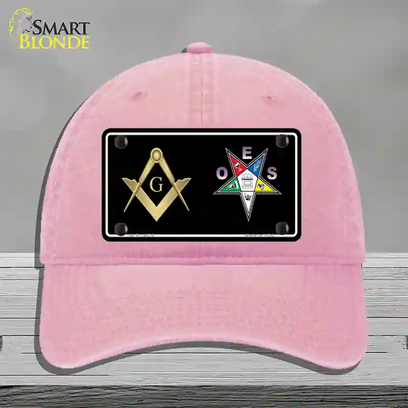 Free Mason OES Novelty License Plate Hat Unconstructed Cotton / Pink