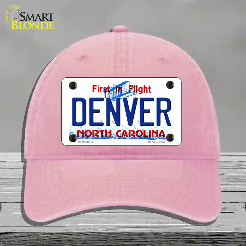 Denver North Carolina Novelty License Plate Hat Unconstructed Cotton / Pink