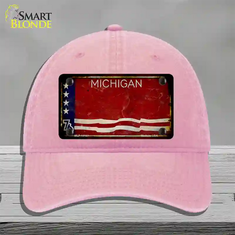 Rusty Michigan Bicentennial 76 Novelty License Plate Hat Unconstructed Cotton / Pink