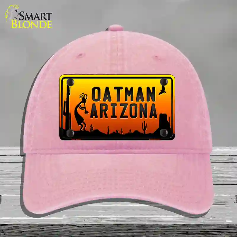 Oatman Kokopelli Arizona Scenic Background Novelty License Plate Hat Unconstructed Cotton / Pink