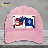 Guam Crossed US Flag Novelty License Plate Hat Unconstructed Cotton / Pink