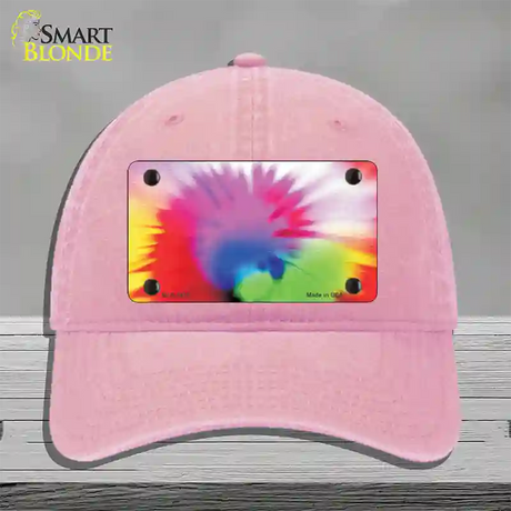 Pink Tie-Dye Novelty License Plate Hat Unconstructed Cotton / Pink