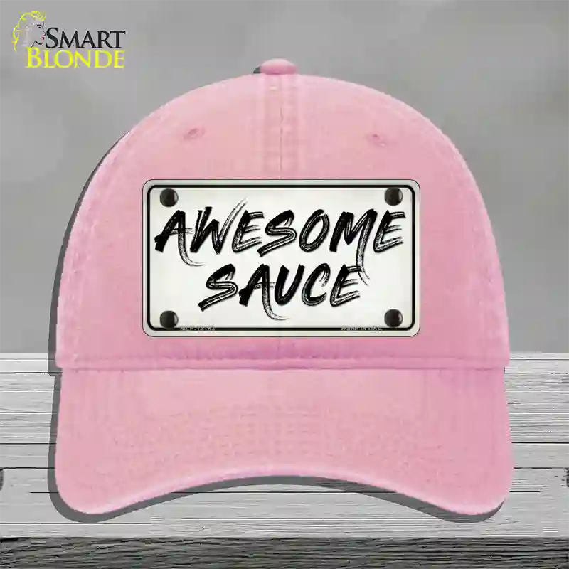 Awesome Sauce Novelty License Plate Hat Unconstructed Cotton / Pink