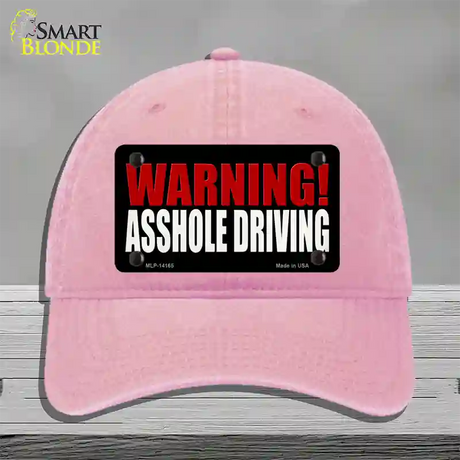 Warning Asshole Driving Novelty License Plate Hat Unconstructed Cotton / Pink