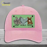 Peace Love Dogs Novelty License Plate Hat Unconstructed Cotton / Pink