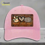 Peace Love Fall Novelty License Plate Hat Unconstructed Cotton / Pink