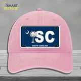 SC South Carolina Flag Novelty License Plate Hat Unconstructed Cotton / Pink