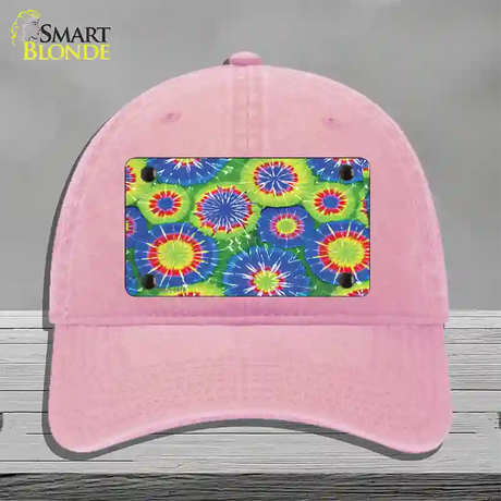 Blue Green Tie-Dye Novelty License Plate Hat Unconstructed Cotton / Pink