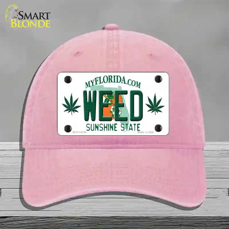 Weed Florida Novelty License Plate Hat Unconstructed Cotton / Pink