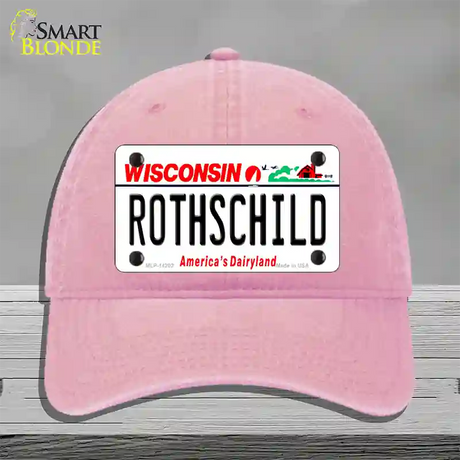 Rothschild Wisconsin Novelty License Plate Hat Unconstructed Cotton / Pink