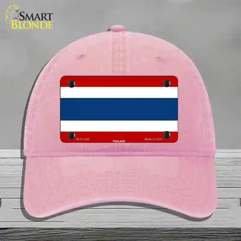 Thailand Flag Novelty License Plate Hat Unconstructed Cotton / Pink