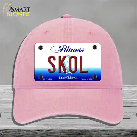 Skol Illinois Novelty License Plate Hat Unconstructed Cotton / Pink