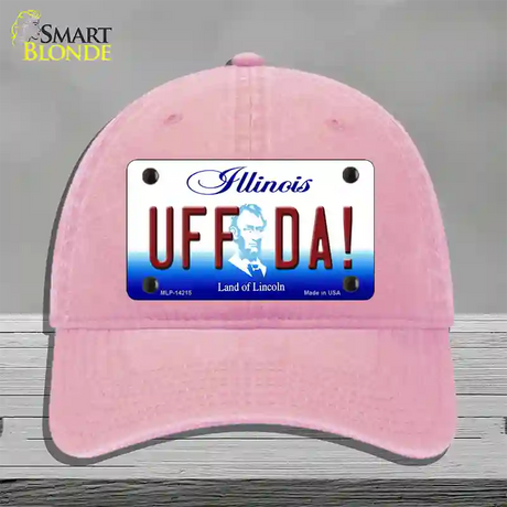 Uff Da Illinois Novelty License Plate Hat Unconstructed Cotton / Pink