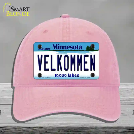 Velkommen Minnesota Novelty License Plate Hat Unconstructed Cotton / Pink