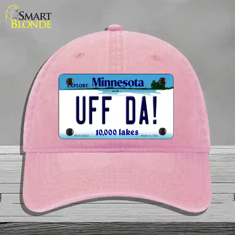 Uff Da Minnesota Novelty License Plate Hat Unconstructed Cotton / Pink