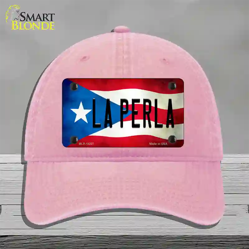 La Perla Puerto Rico Flag Novelty License Plate Hat Unconstructed Cotton / Pink