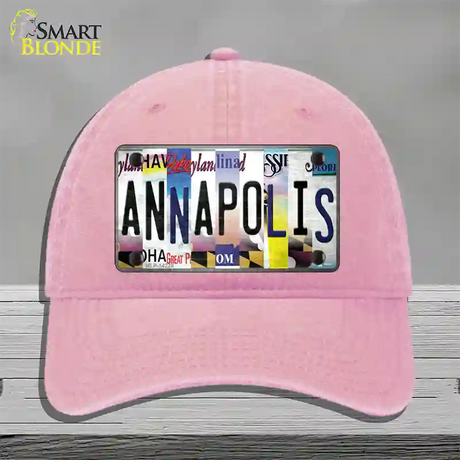 Annapolis Strip Art Novelty License Plate Hat Unconstructed Cotton / Pink