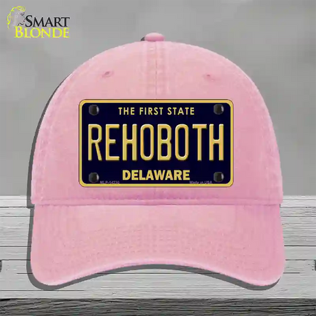 Rehoboth Delaware Novelty License Plate Hat Unconstructed Cotton / Pink