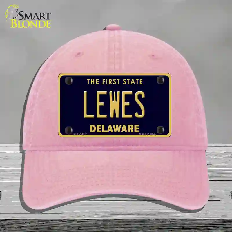 Lewes Delaware Novelty License Plate Hat Unconstructed Cotton / Pink