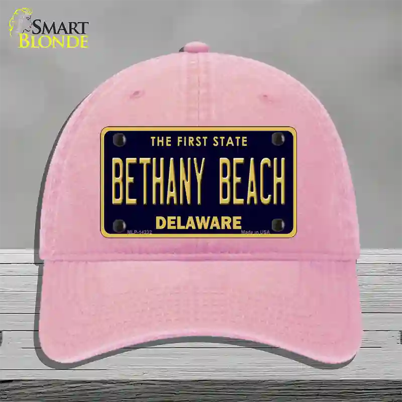 Bethany Beach Delaware Novelty License Plate Hat Unconstructed Cotton / Pink