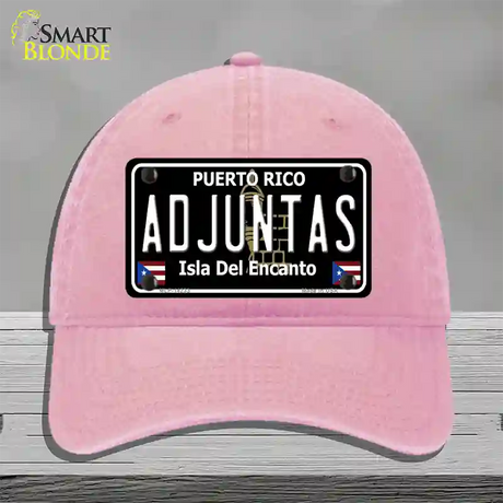 Adjuntas Puerto Rico Black Novelty License Plate Hat Unconstructed Cotton / Pink