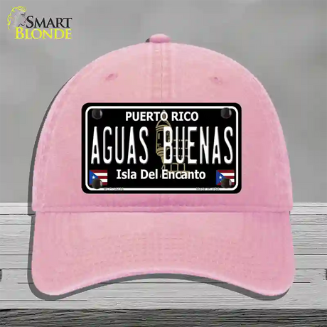 Aguas Buenas Puerto Rico Black Novelty License Plate Hat Unconstructed Cotton / Pink