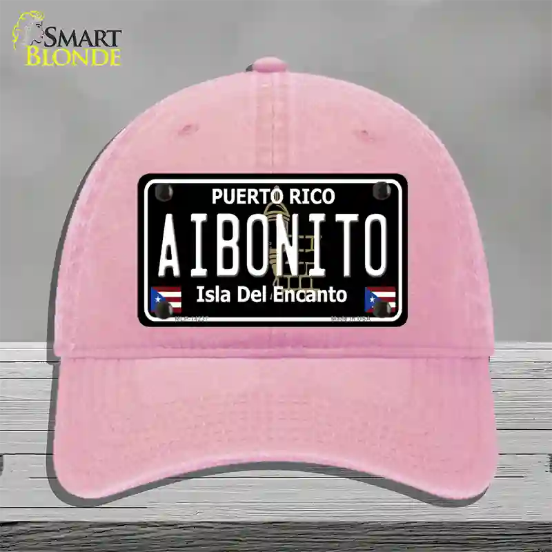 Aibonito Puerto Rico Black Novelty License Plate Hat Unconstructed Cotton / Pink