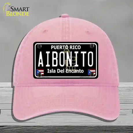 Aibonito Puerto Rico Black Novelty License Plate Hat Unconstructed Cotton / Pink