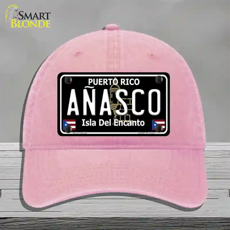 Anasco Puerto Rico Black Novelty License Plate Hat Unconstructed Cotton / Pink