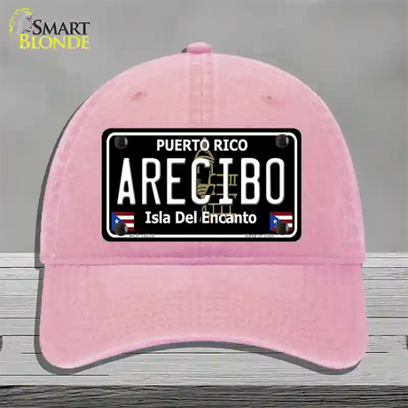 Arecibo Puerto Rico Black Novelty License Plate Hat Unconstructed Cotton / Pink