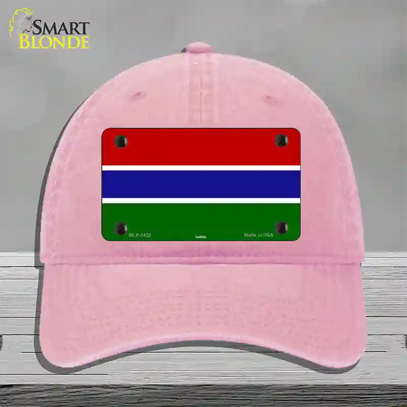 Gambia Flag Novelty License Plate Hat Unconstructed Cotton / Pink