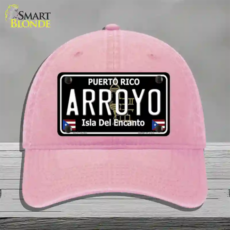 Arroyo Puerto Rico Black Novelty License Plate Hat Unconstructed Cotton / Pink