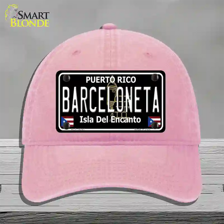 Barceloneta Puerto Rico Black Novelty License Plate Hat Unconstructed Cotton / Pink