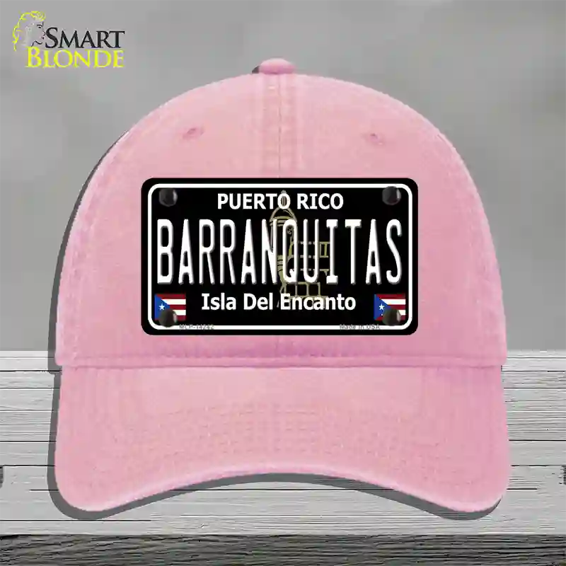 Barranquitas Puerto Rico Black Novelty License Plate Hat Unconstructed Cotton / Pink