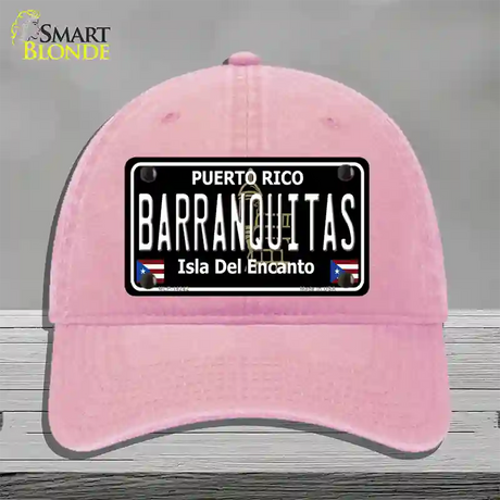 Barranquitas Puerto Rico Black Novelty License Plate Hat Unconstructed Cotton / Pink