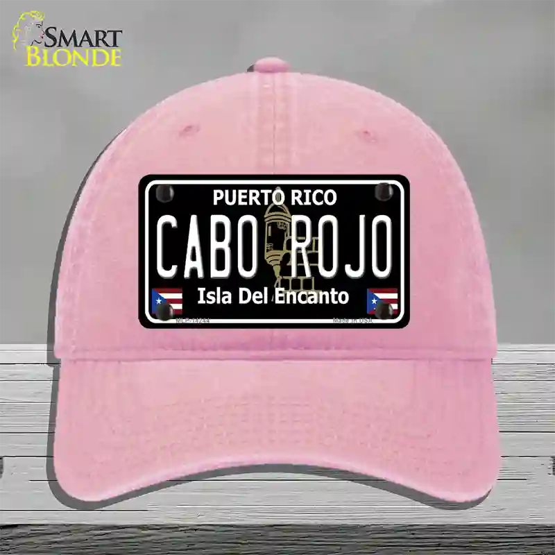 Cabo Rojo Puerto Rico Black Novelty License Plate Hat Unconstructed Cotton / Pink