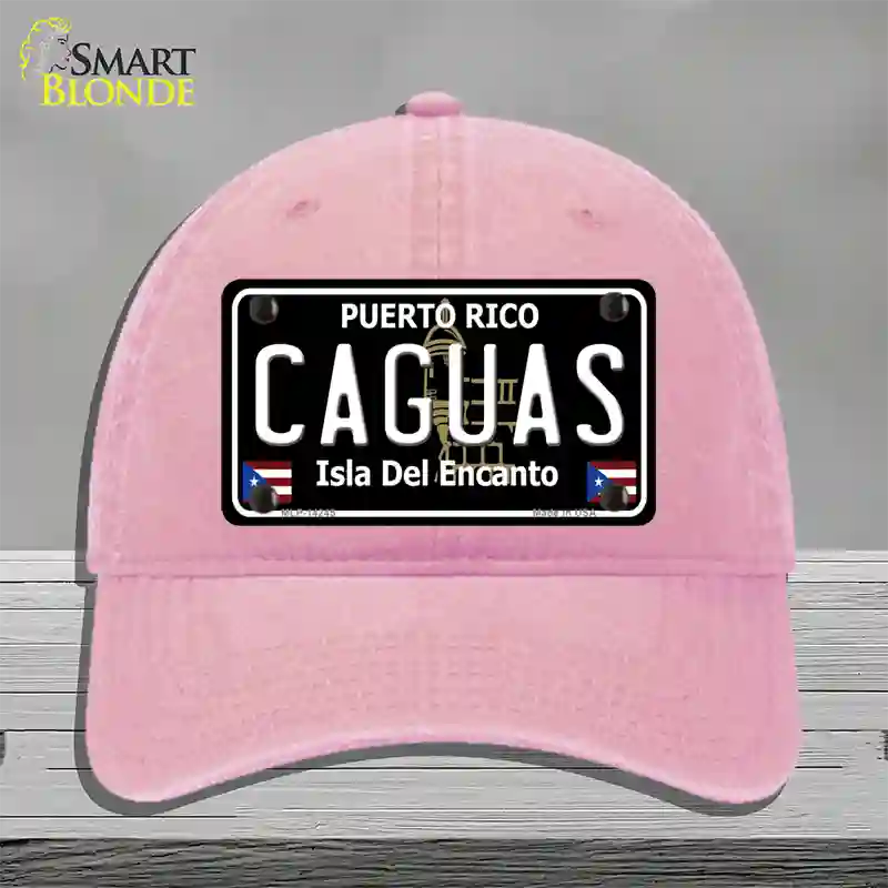 Caguas Puerto Rico Black Novelty License Plate Hat Unconstructed Cotton / Pink