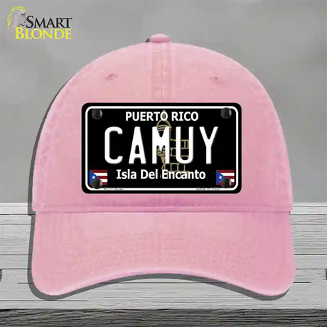 Camuy Puerto Rico Black Novelty License Plate Hat Unconstructed Cotton / Pink