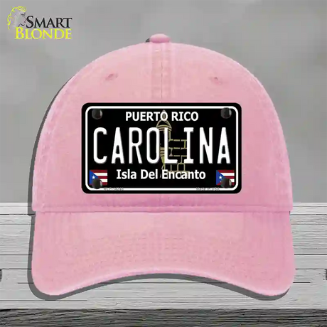 Carolina Puerto Rico Black Novelty License Plate Hat Unconstructed Cotton / Pink