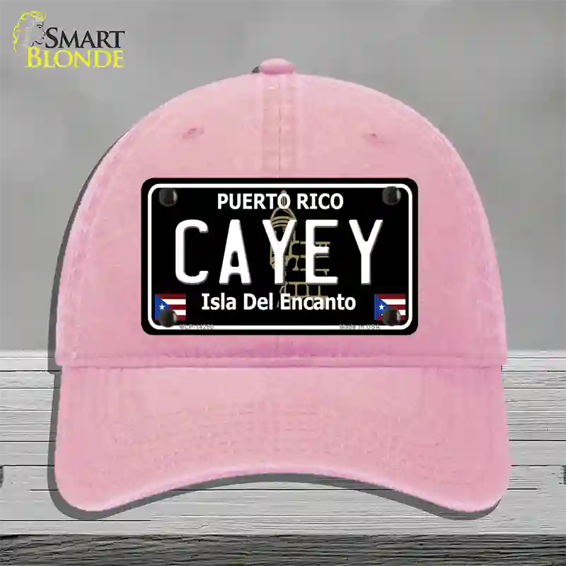 Cayey Puerto Rico Black Novelty License Plate Hat Unconstructed Cotton / Pink