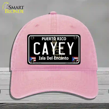 Cayey Puerto Rico Black Novelty License Plate Hat Unconstructed Cotton / Pink