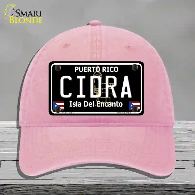 Cidra Puerto Rico Black Novelty License Plate Hat Unconstructed Cotton / Pink