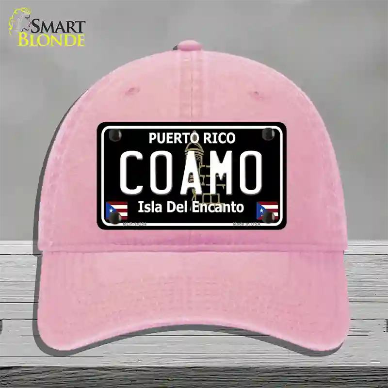 Coamo Puerto Rico Black Novelty License Plate Hat Unconstructed Cotton / Pink